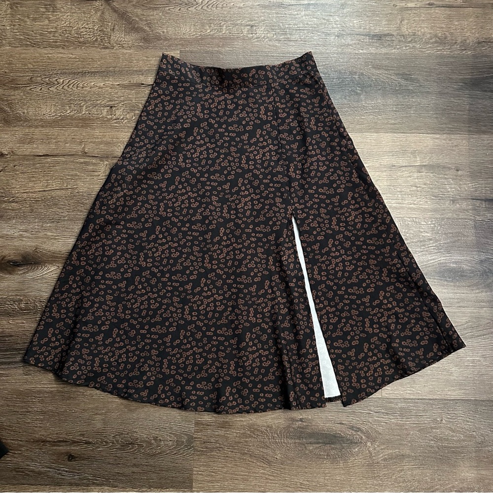 SHEIN Black and Brown Floral A-Line Skirt
